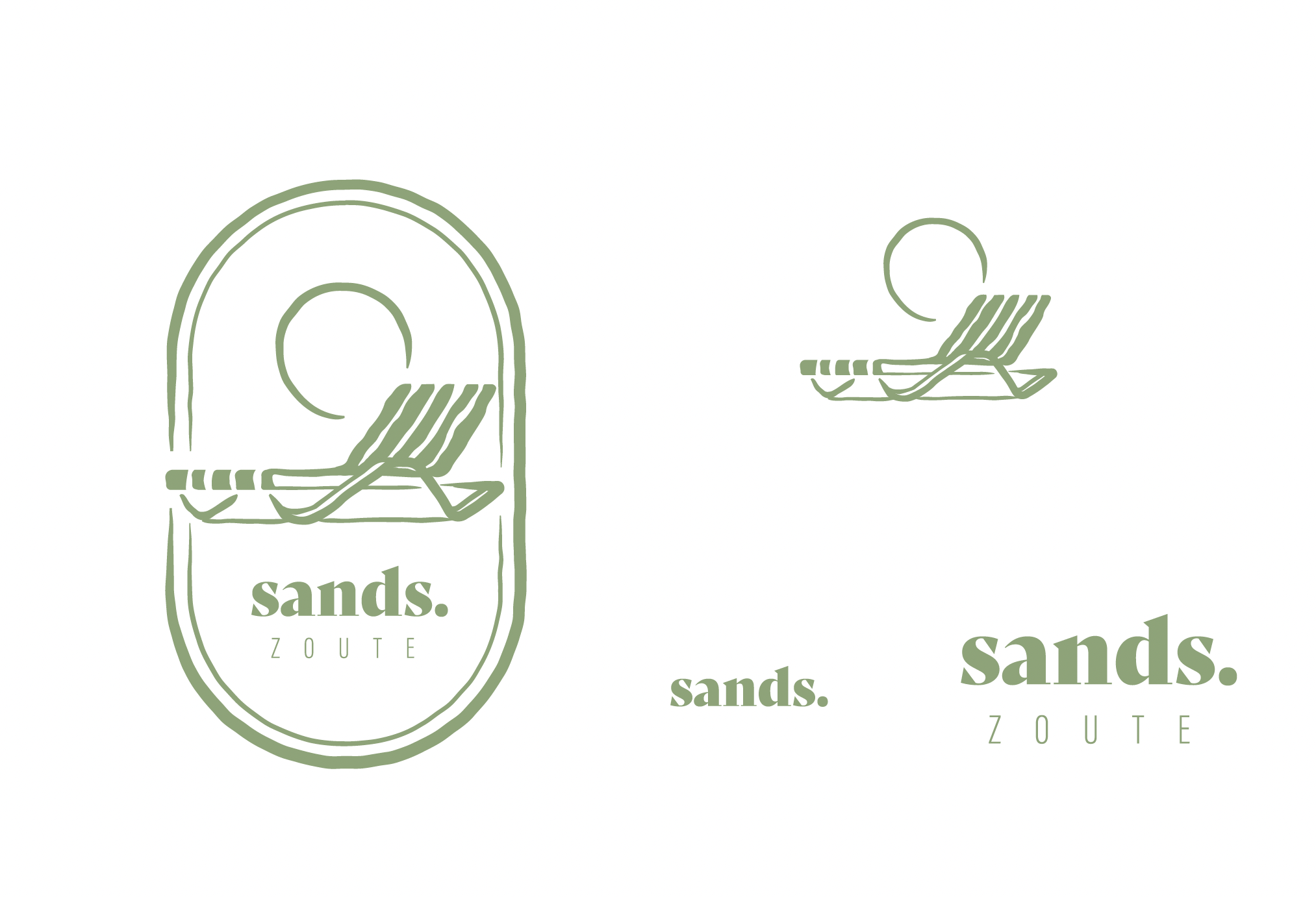 sands. wordmark en oval mark.